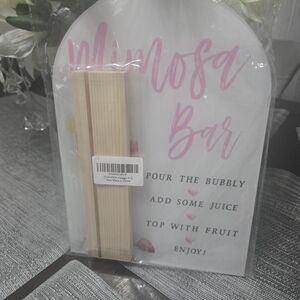 Mimosa Bar Sign with Wooden Stand